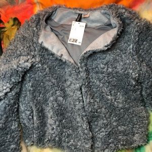 H&M Blue shaggy waist length jacket